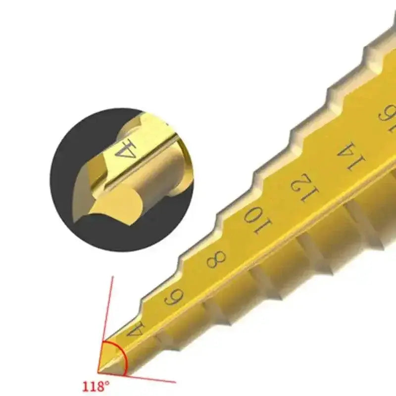 HSS Titanium Coated Step Drill Bit Set 4 - 12mm 4 - 20mm 4 - 32mm