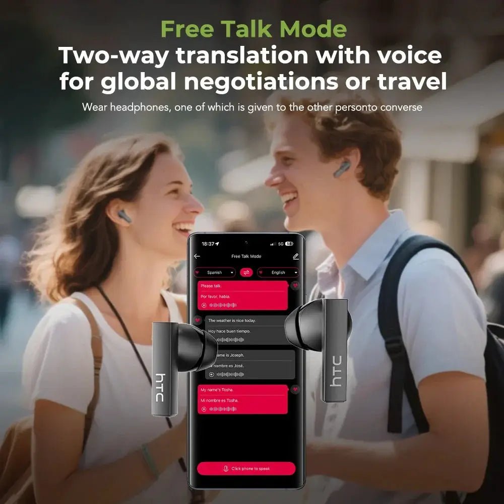 HTC NE40 Earbuds - AI Translator On The Go, 48h Battery