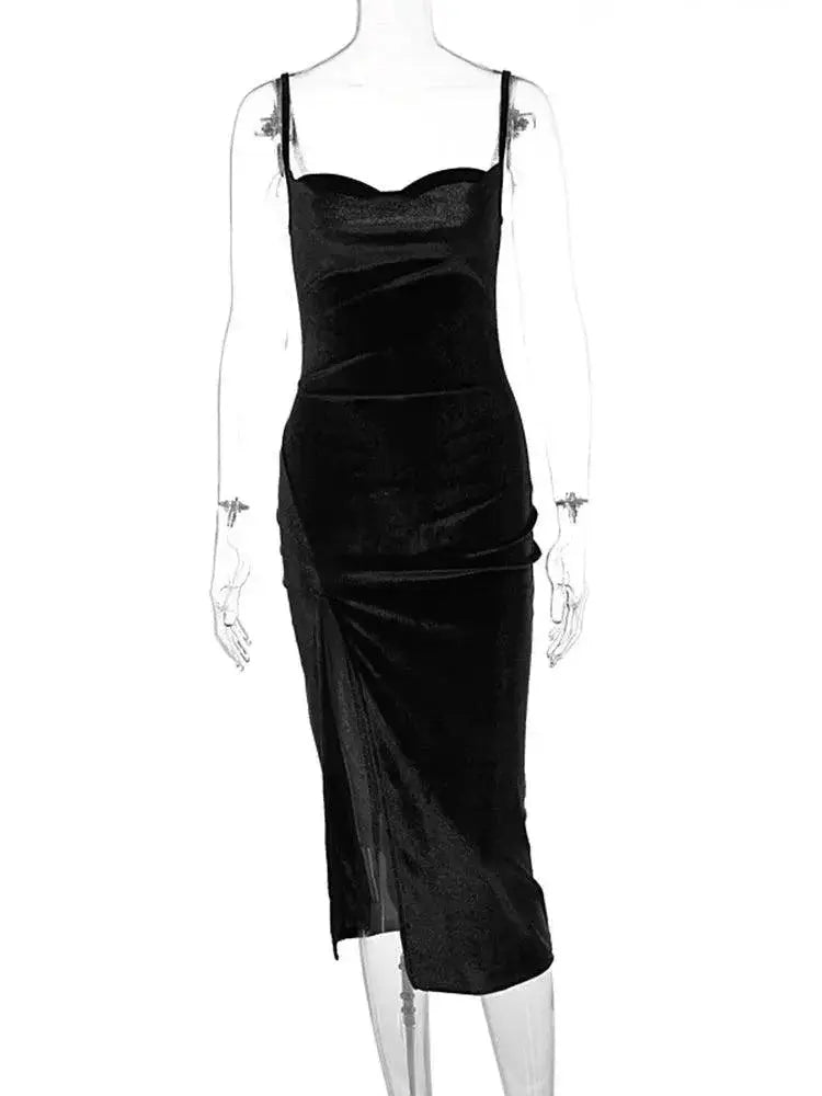 Hugcitar Velvet Swing Maxi Dress For Stylish Eveningwear