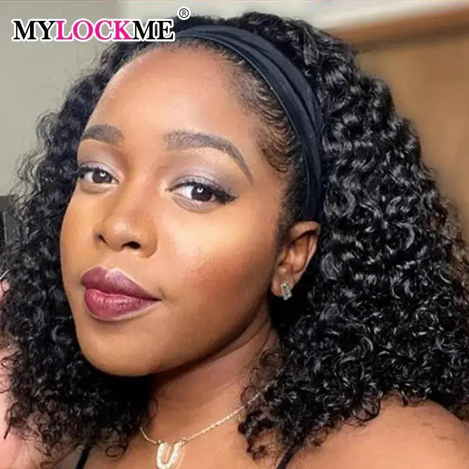 Human Hair Kinky Curly Headband Wig For Effortless Beauty
