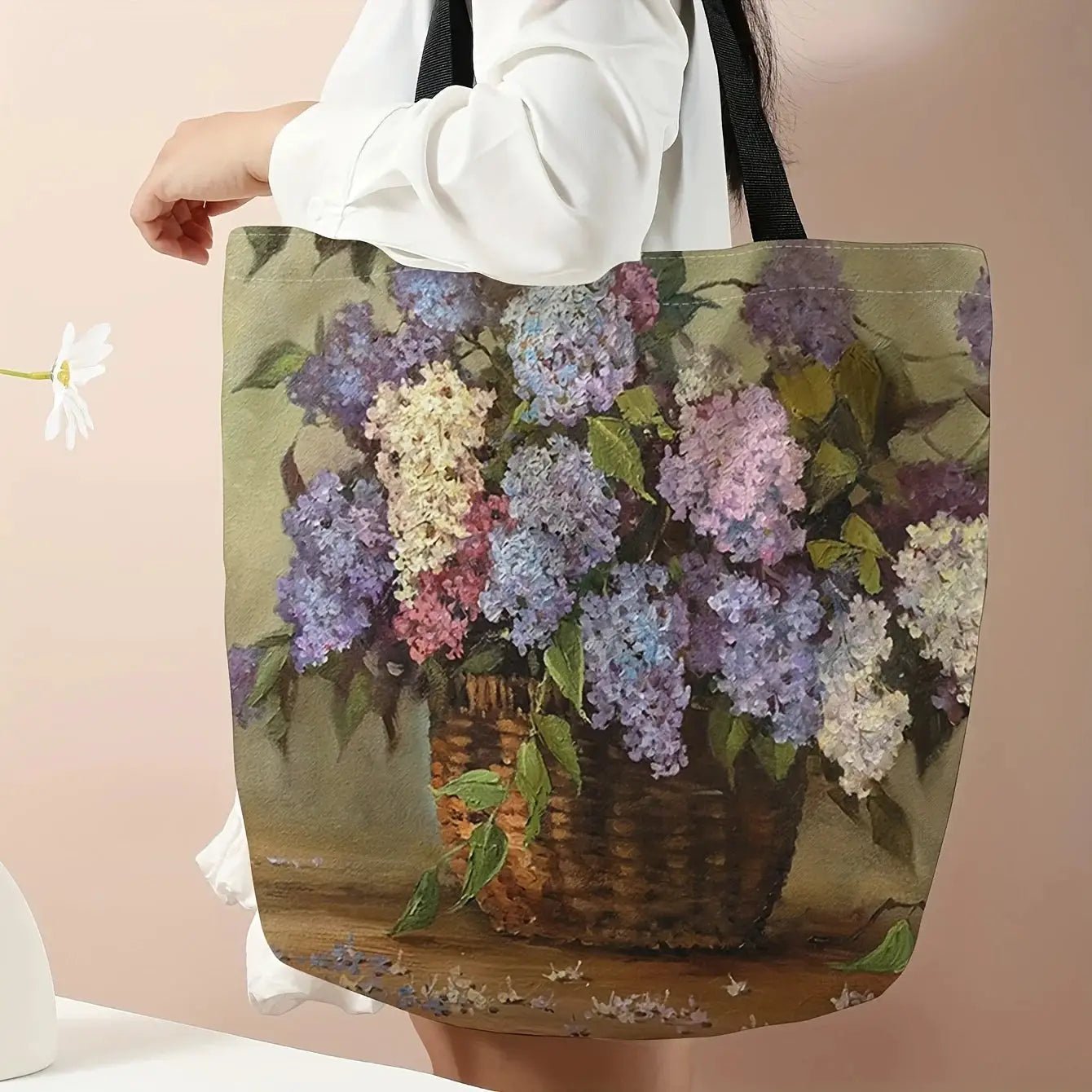 Reusable Hydrangea Tote For Daily Use