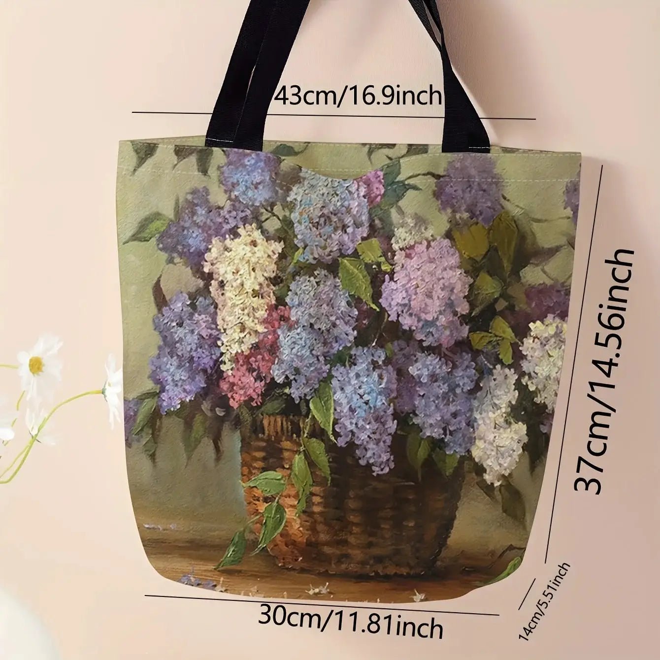 Reusable Hydrangea Tote For Daily Use