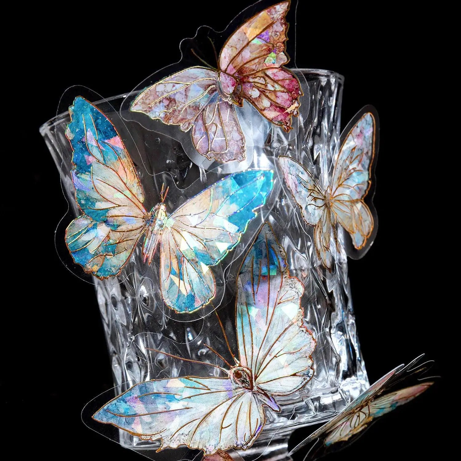 Ice Crystal Laser Butterfly Stickers For Scrapbooking