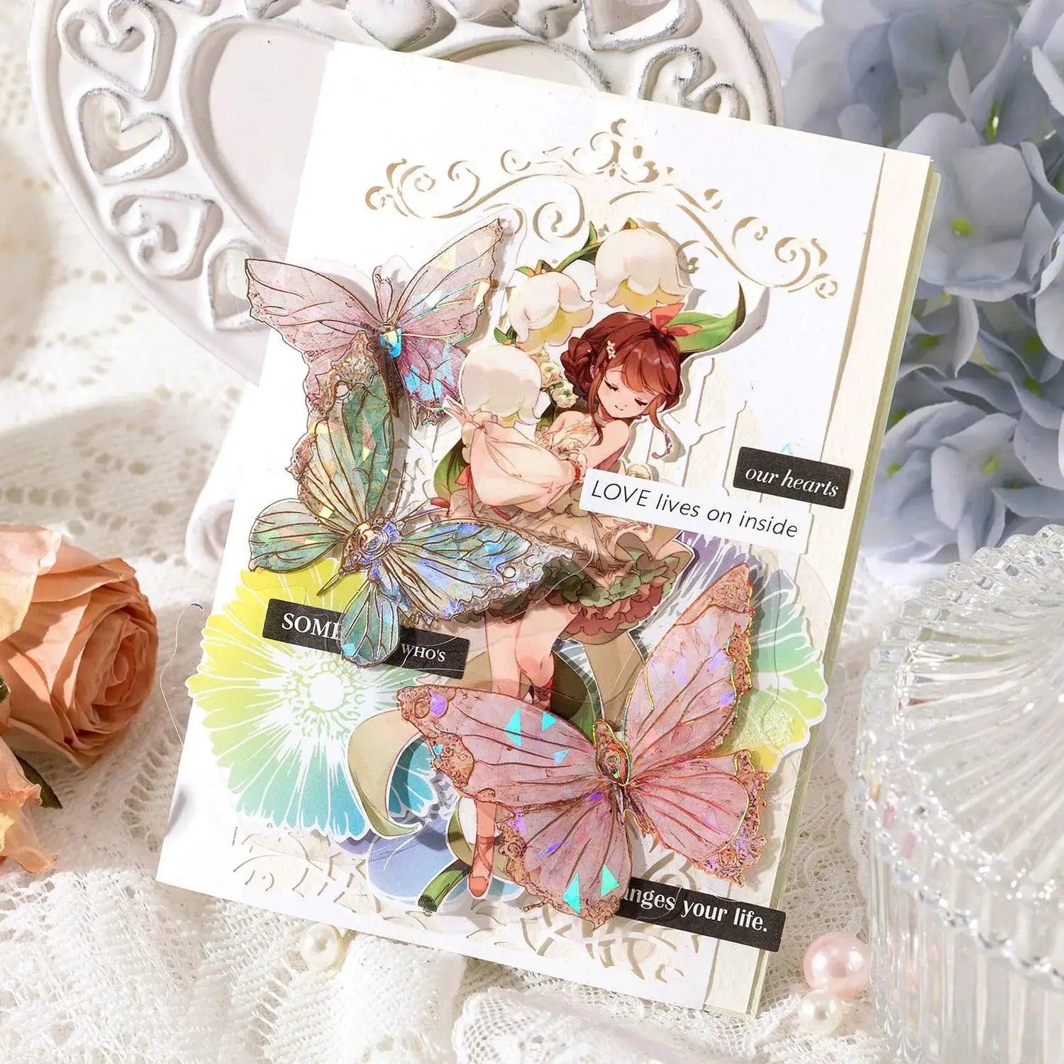 Ice Crystal Laser Butterfly Stickers For Scrapbooking