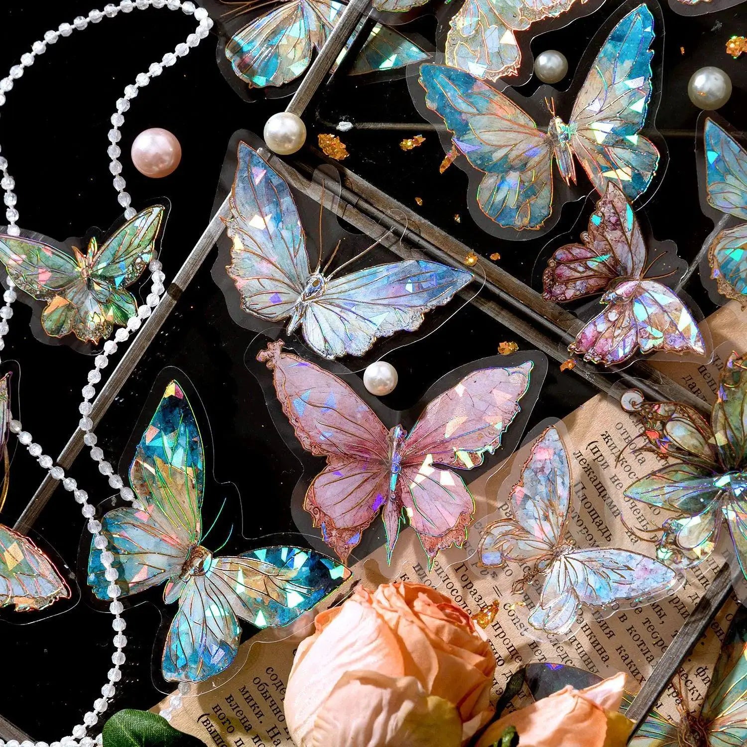 Ice Crystal Laser Butterfly Stickers For Scrapbooking