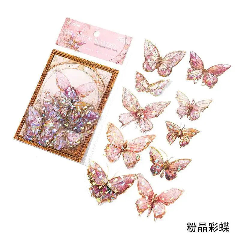 Ice Crystal Laser Butterfly Stickers For Scrapbooking
