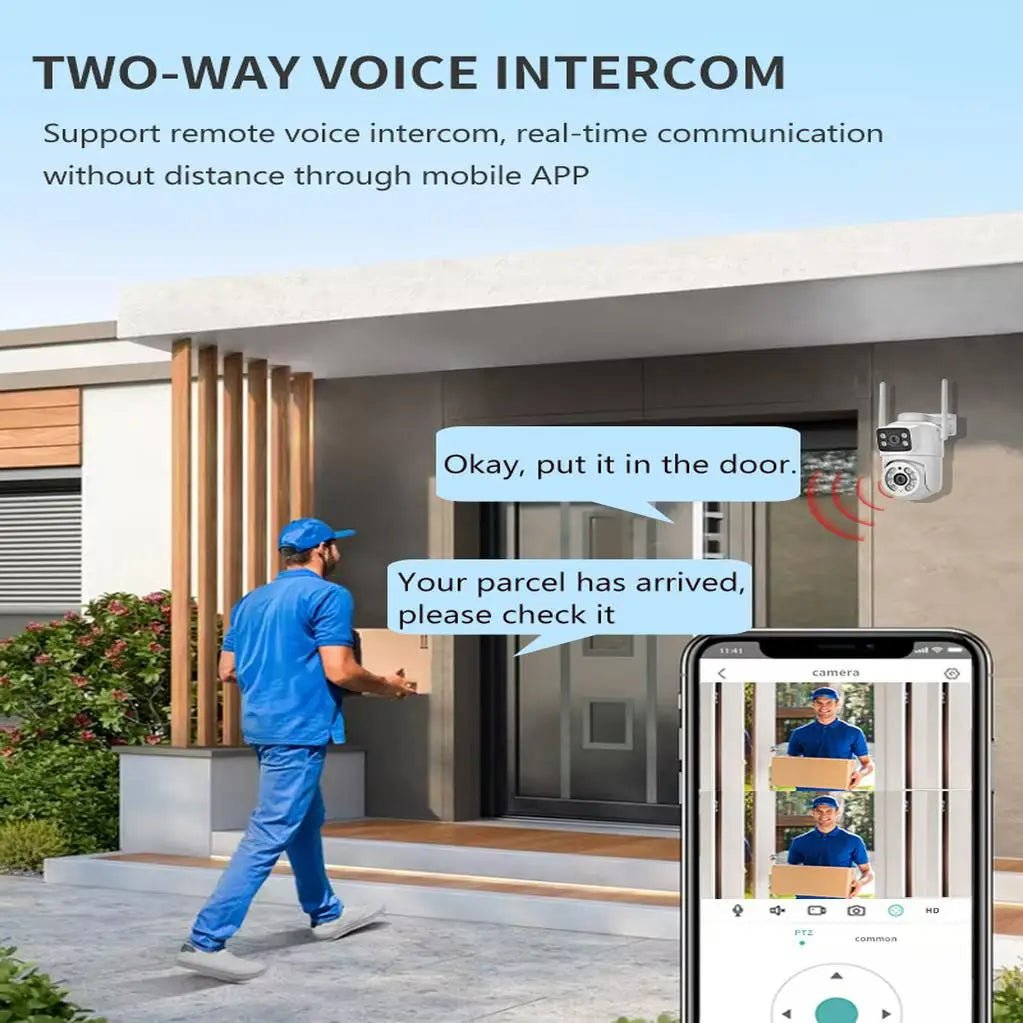 Icsee 8MP 4K PTZ WiFi Camera Dual Lens Dual Screen - AI Tracking Auto Detect Pro