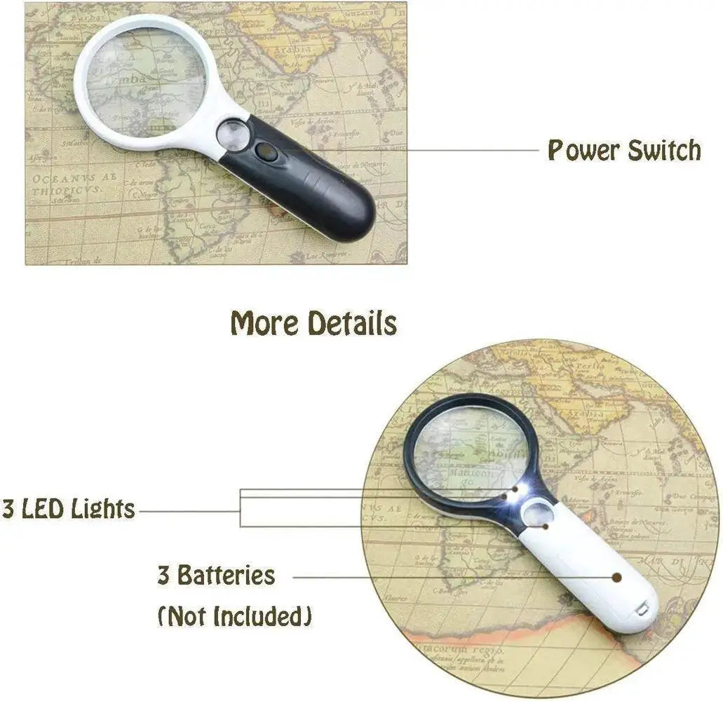 Illuminated Magnifying Loupe 45X LED Handheld Magnifier Tool