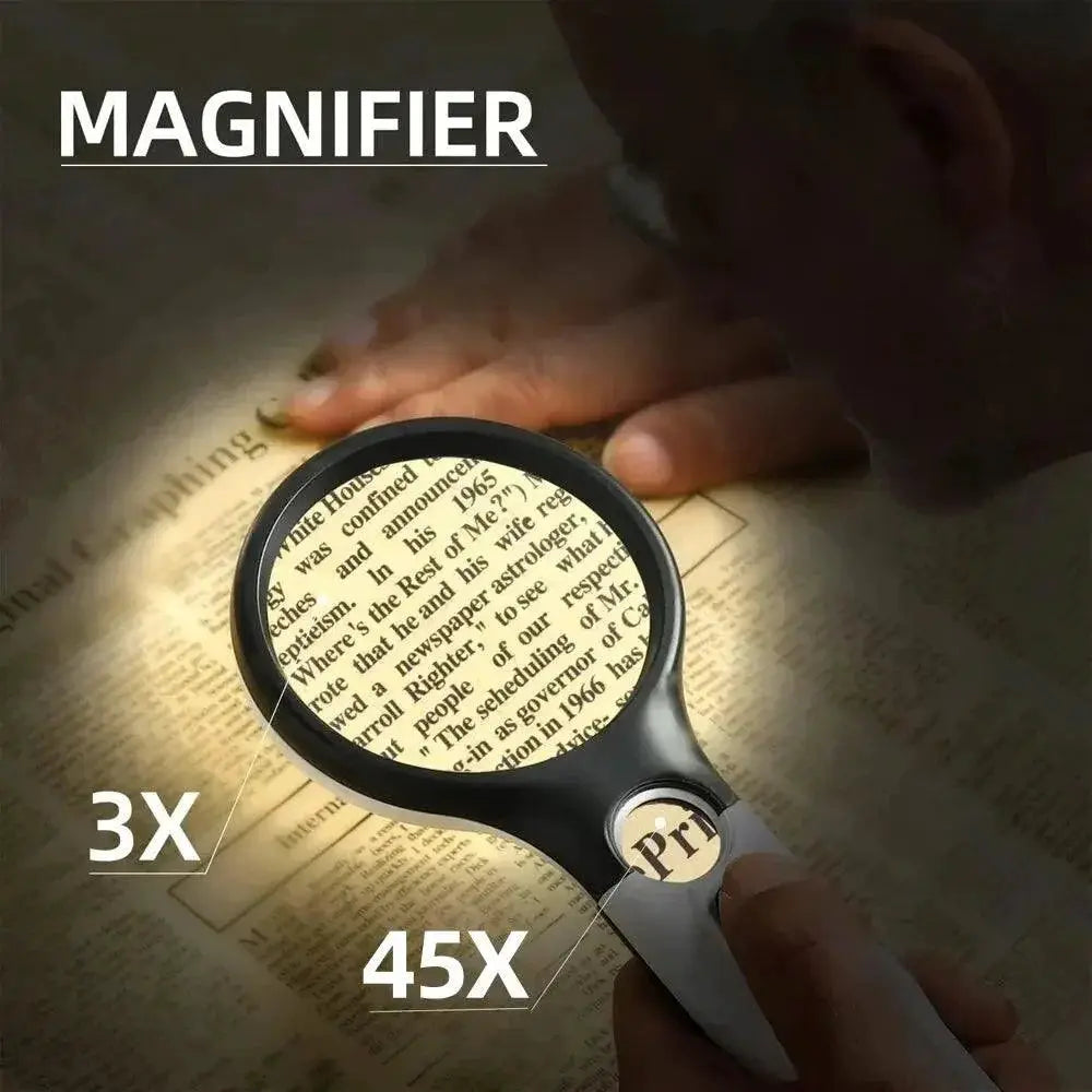 Illuminated Magnifying Loupe 45X LED Handheld Magnifier Tool
