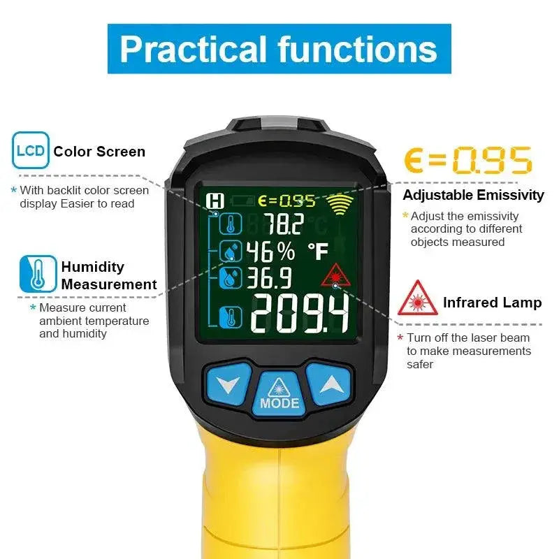 Infrared Thermometer Gun Industrial Temperature Meter LCD