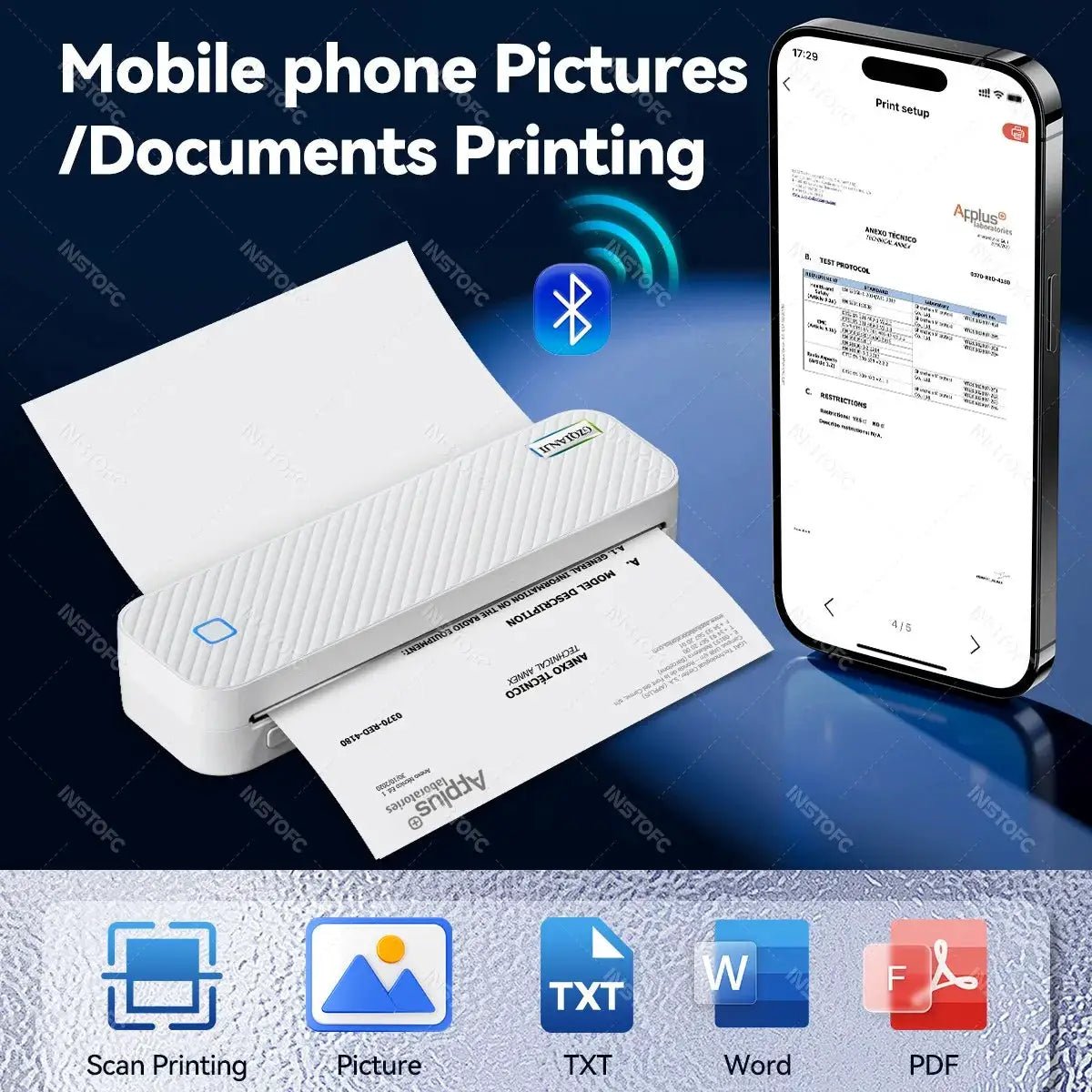 Inkless A4 Bluetooth Printer for Travel
