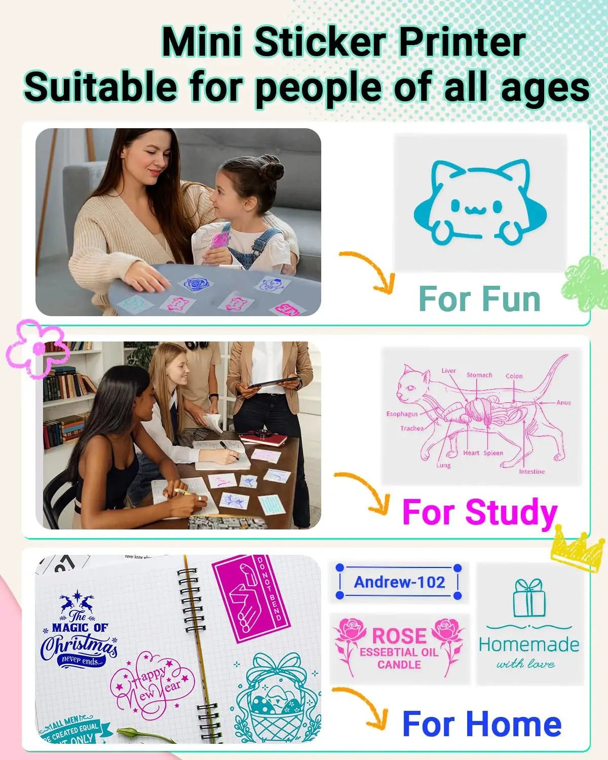 Inkless Color Sticker Printer for Crafts