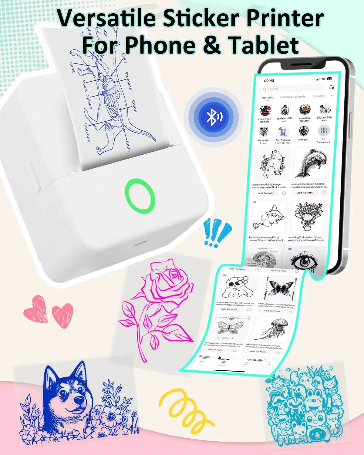 Inkless Color Sticker Printer for Crafts