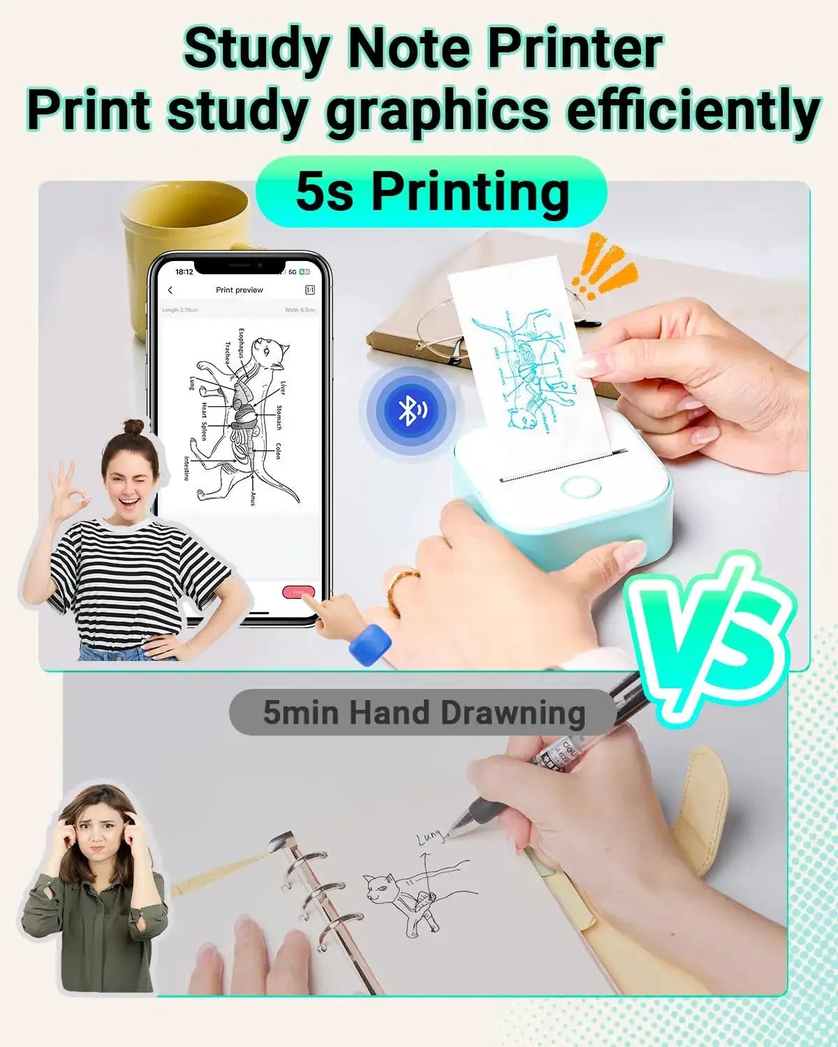 Inkless Color Sticker Printer for Crafts