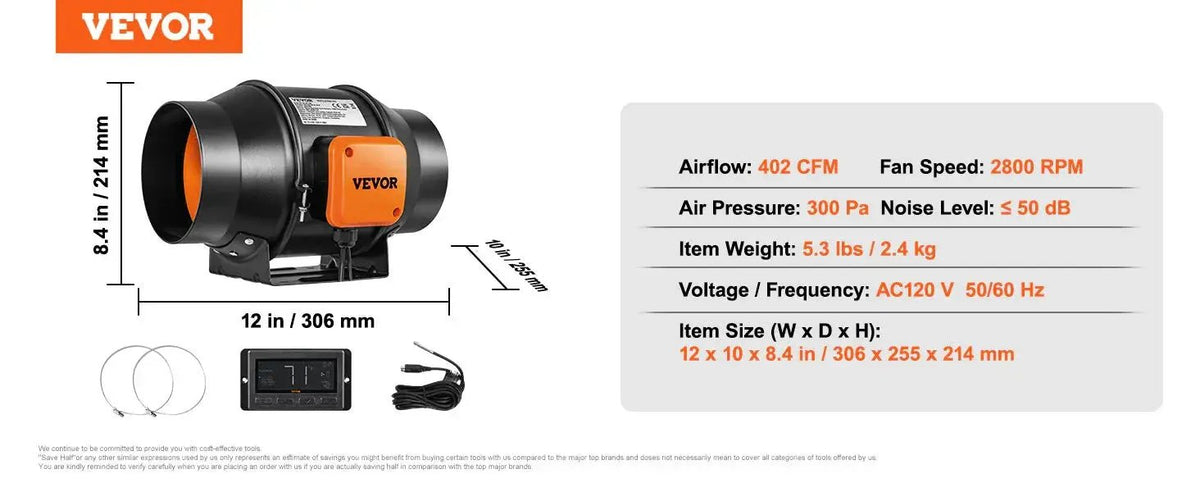 VEVOR Inline Duct Fan - Humidity Control — product view 20