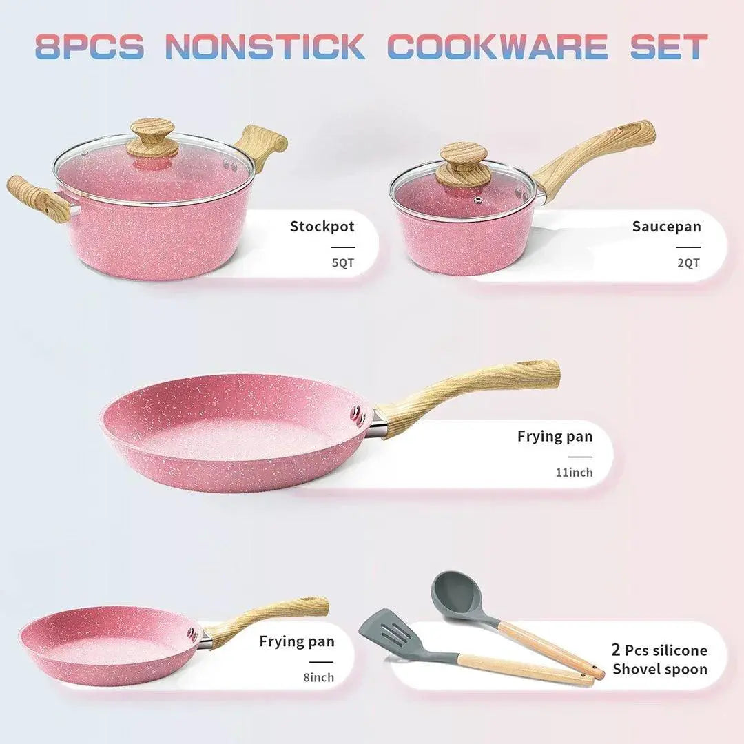 Innerwell Nonstick Stone Cookware Set 8 Piece Aluminum Pots
