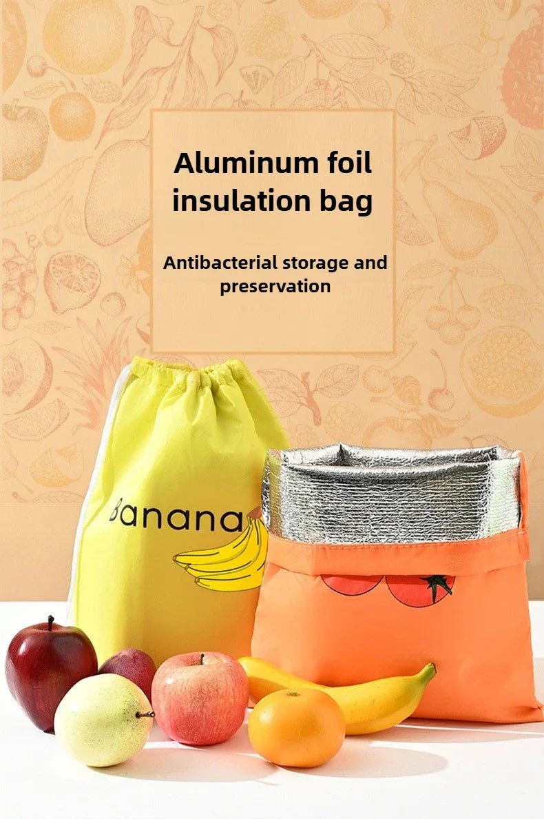 Insulated Fresh Keeper Bag Reusable Vegetables Storage Organizer Drawstring Tote