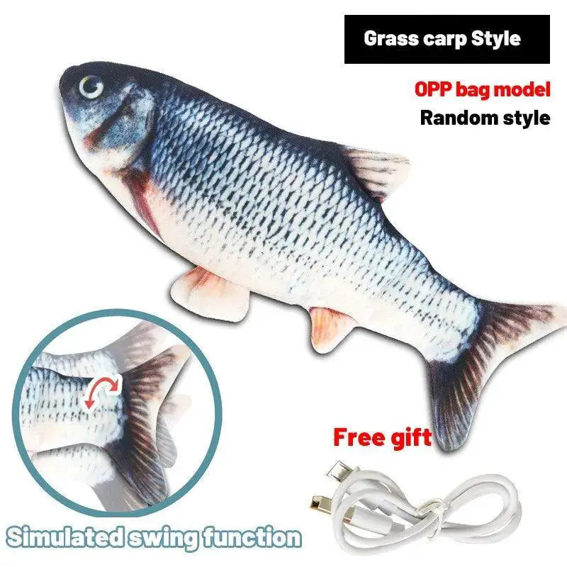 Interactive 3D Pet Fish Toy USB Charger Plush Cat Toy