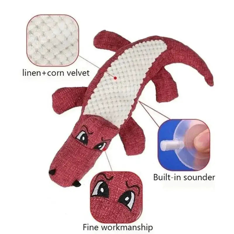 Interactive Alligator Dog Chew Toy With Fun Sound Plush