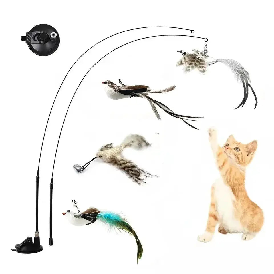 Interactive Cat Stick Toy With Feather Bird And Bell Fun