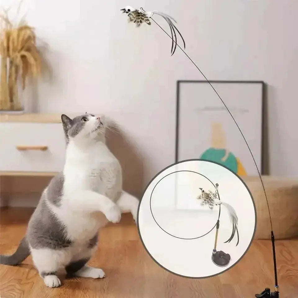 Interactive Cat Stick Toy With Feather Bird And Bell Fun