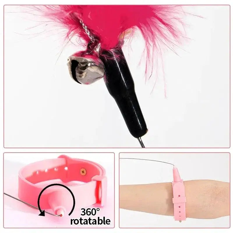Interactive Cat Teaser Stick Collar Game With Feather Toys
