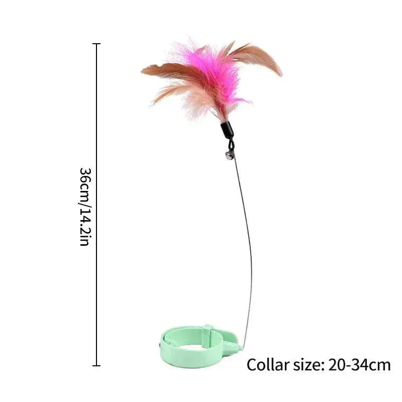 Interactive Cat Teaser Stick Collar Game With Feather Toys