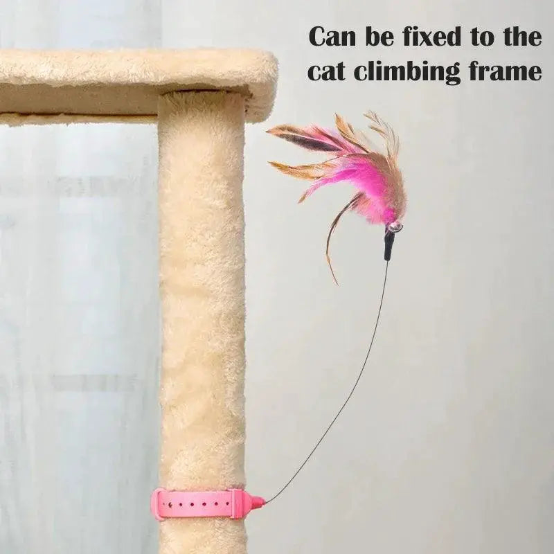 Interactive Cat Teaser Stick Collar Game With Feather Toys