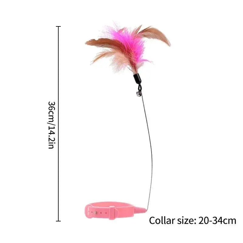 Interactive Cat Teaser Stick Collar Game With Feather Toys