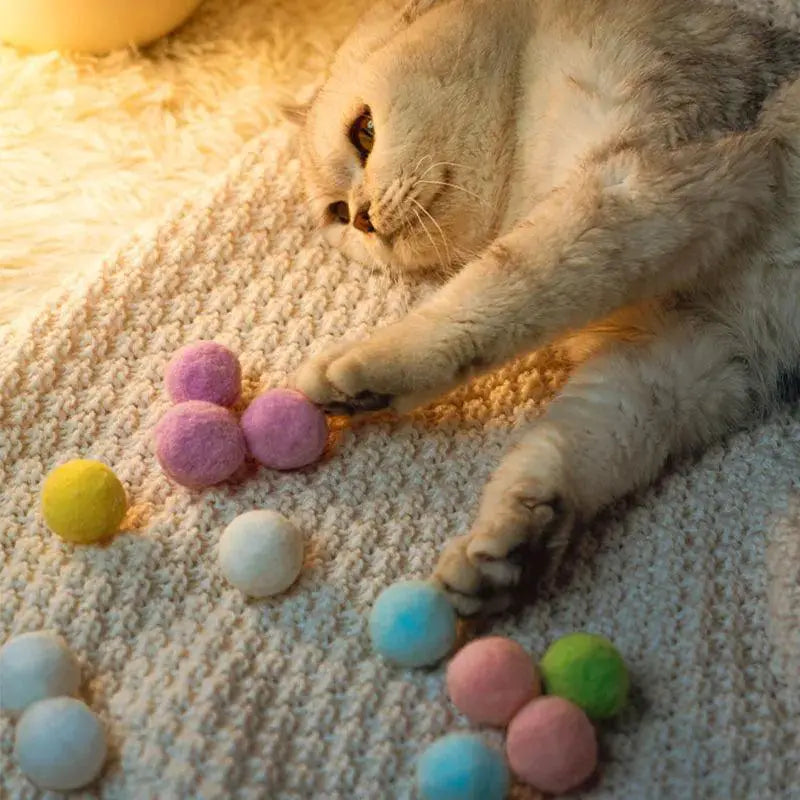 Interactive Cat Toy Set Plush Balls And Pompom Toys