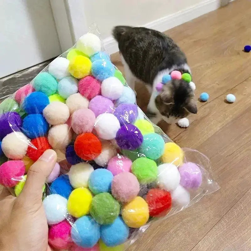 Interactive Cat Toy Set Plush Balls And Pompom Toys