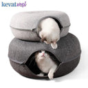 Interactive Donut Cat Bed Tunnel for Two Cats - Durable Felt