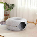 Interactive Donut Cat Bed Tunnel for Two Cats - Durable Felt