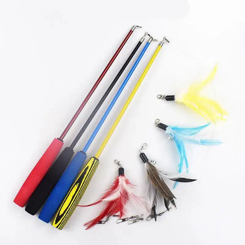 Interactive Feather Cat Toy With Retractable Wand Options
