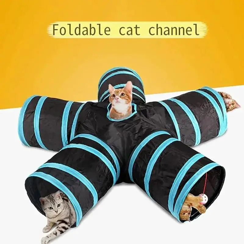 Interactive Foldable Cat Tunnel With Crinkle Toy Fun Play