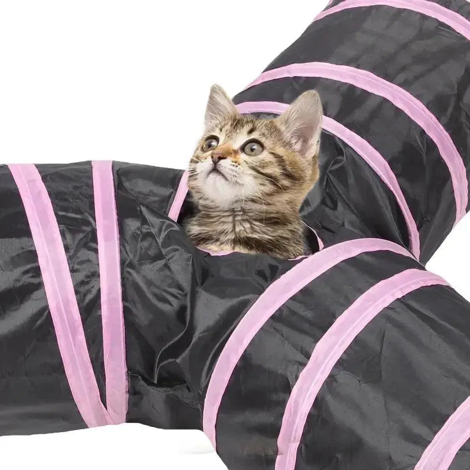 Interactive Foldable Cat Tunnel With Crinkle Toy Fun Play