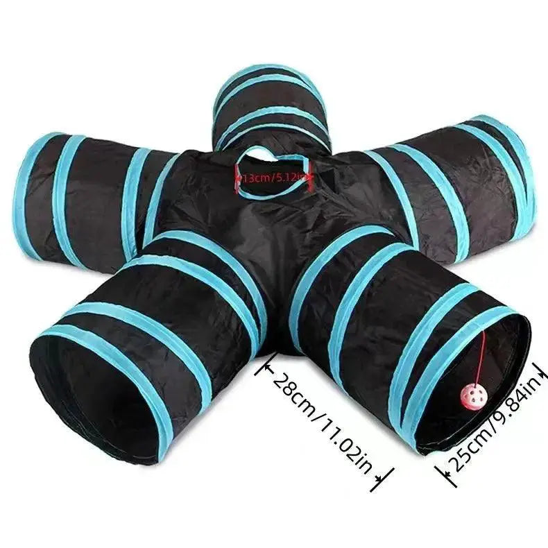 Interactive Foldable Cat Tunnel With Crinkle Toy Fun Play