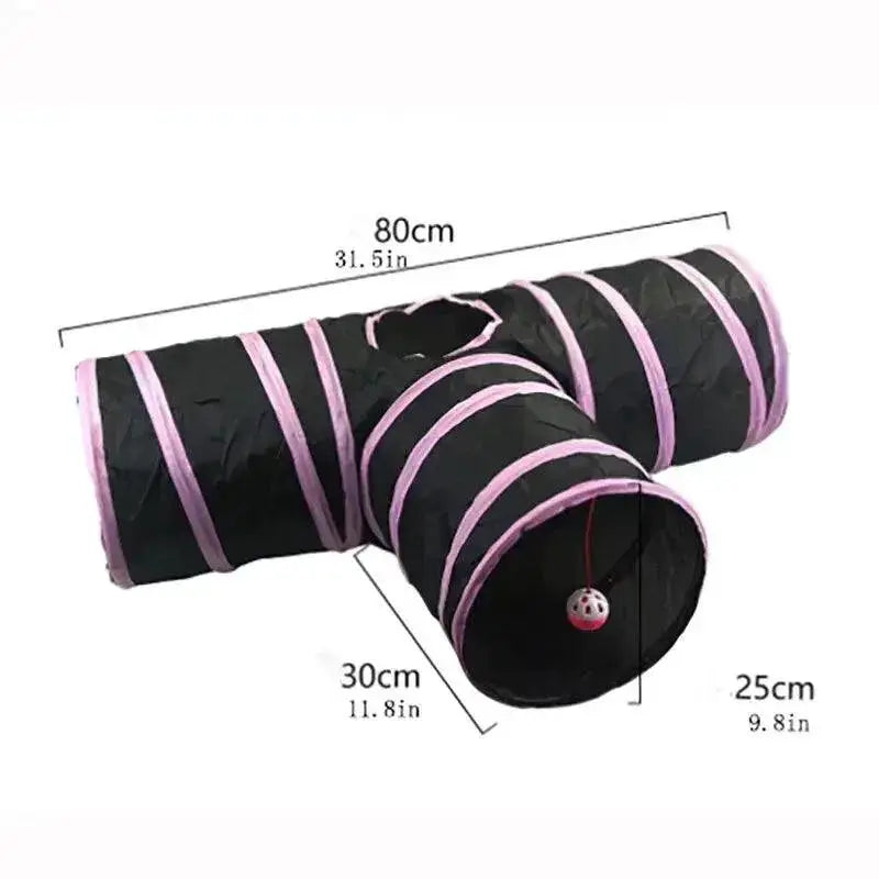 Interactive Foldable Cat Tunnel With Crinkle Toy Fun Play