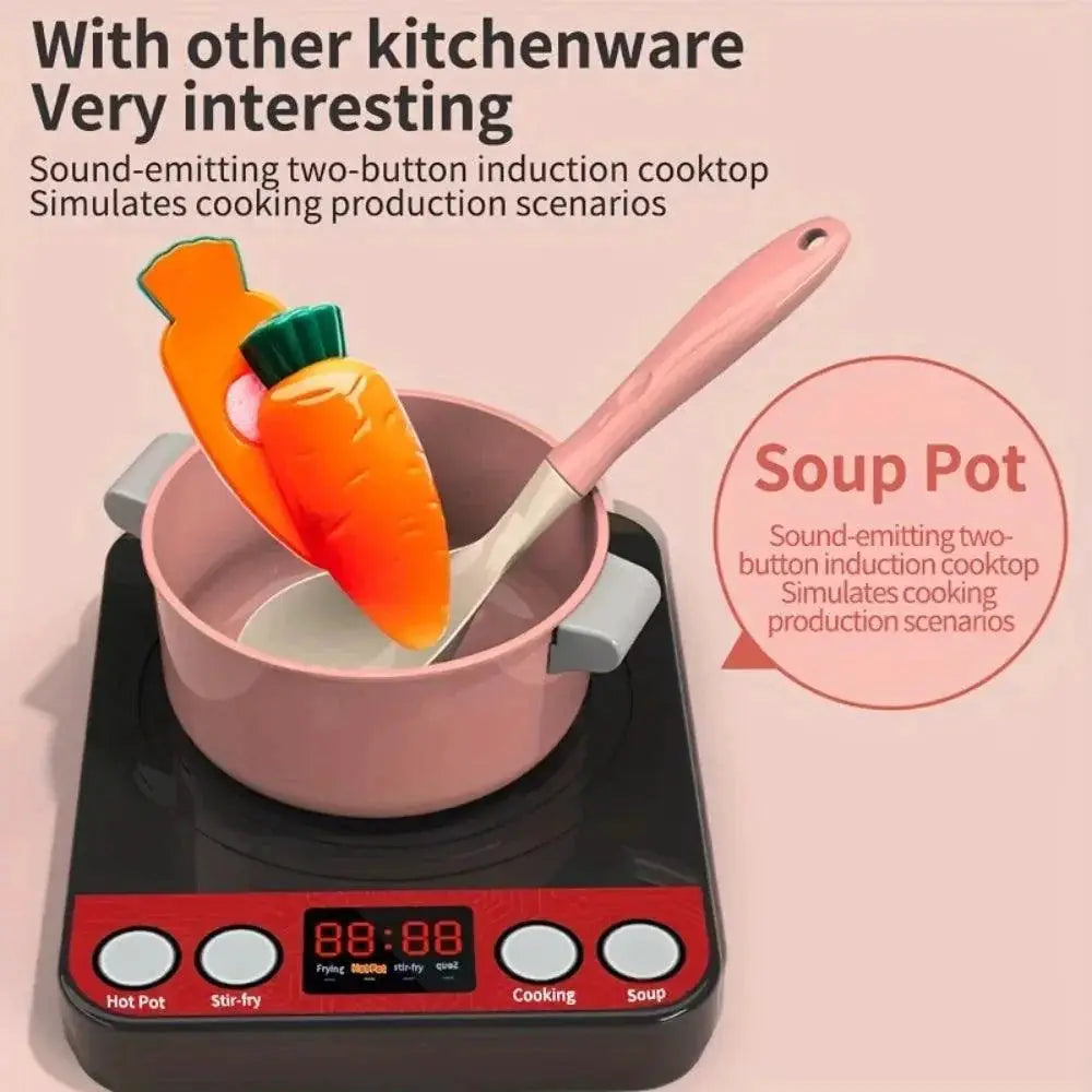 Interactive Kids Kitchen Playset With Cookware And Food
