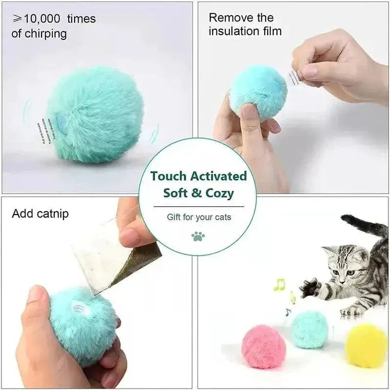 Interactive Smart Cat Toy Plush Electric Squeak Ball