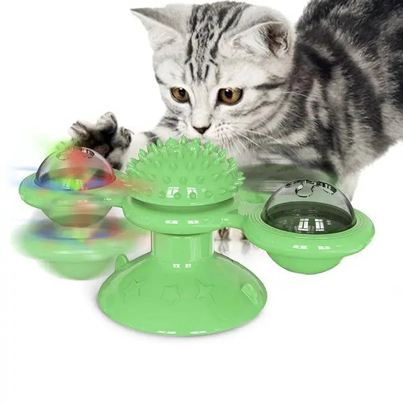 Windmill Cat Toy Puzzle Game With Whirligig Turntable