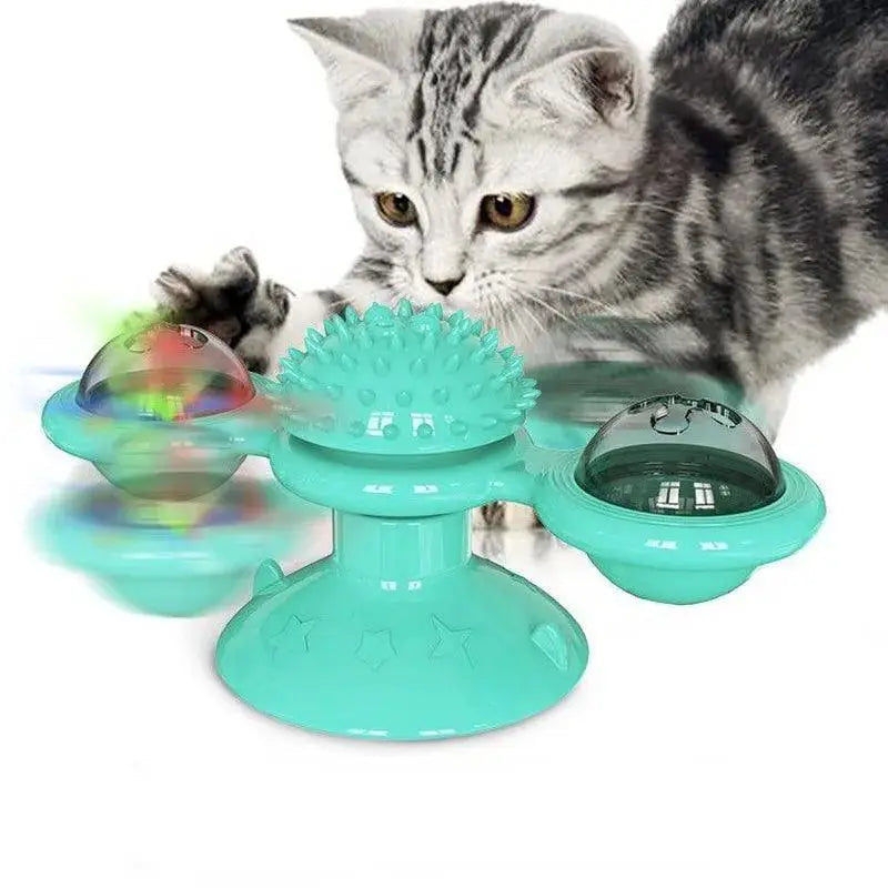 Windmill Cat Toy Puzzle Game With Whirligig Turntable