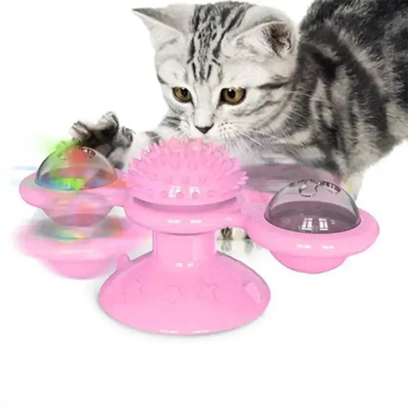 Windmill Cat Toy Puzzle Game With Whirligig Turntable