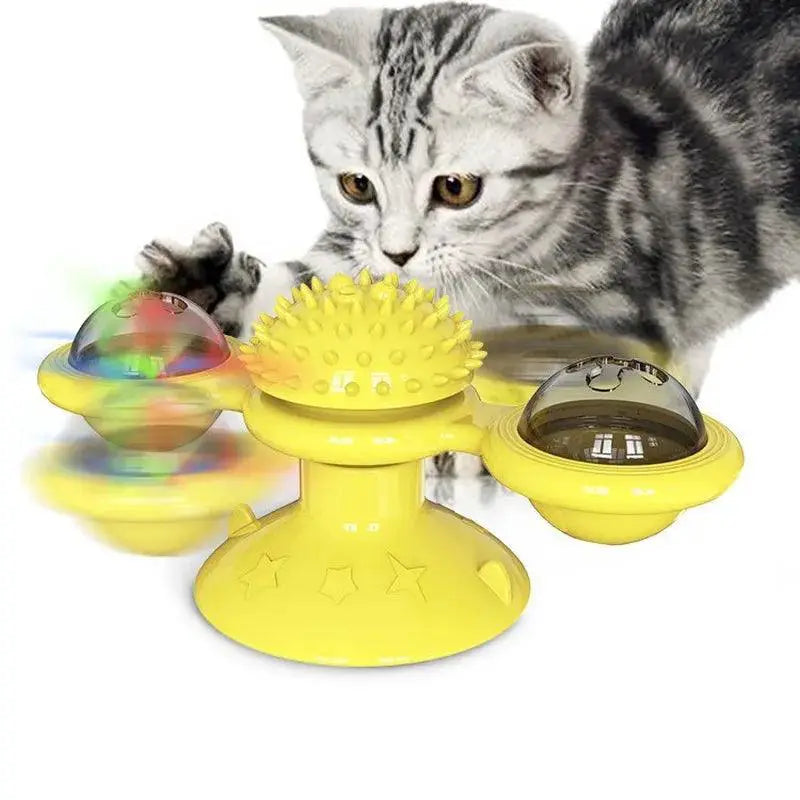 Windmill Cat Toy Puzzle Game With Whirligig Turntable
