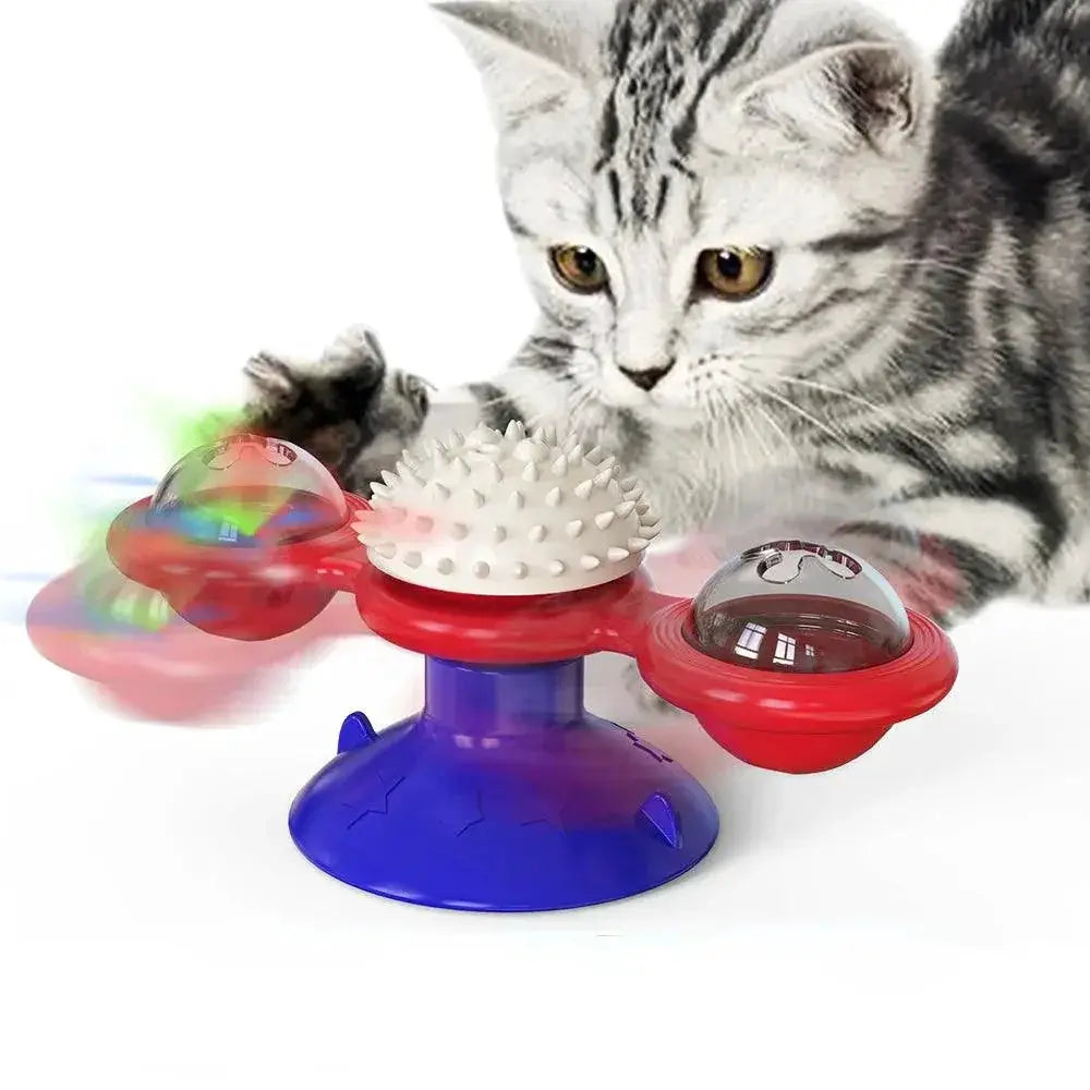 Windmill Cat Toy Puzzle Game With Whirligig Turntable