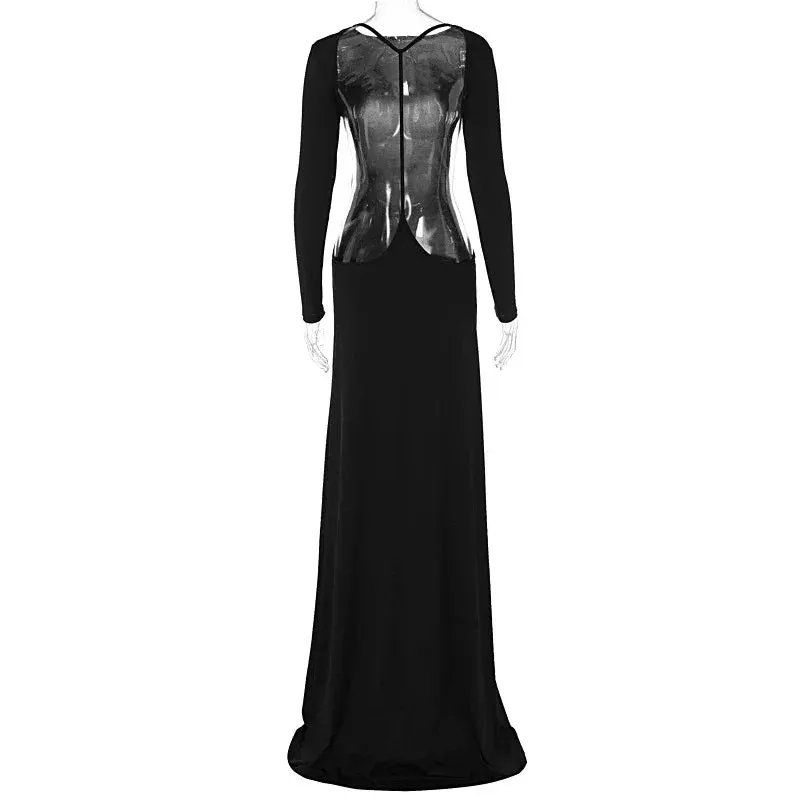 Hot Long Sleeve Gown Stylish Elegant Fashion Statement