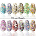 Iridescent Hexagon Nail Glitter Powder Kit For Gel Nails