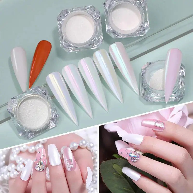 Iridescent Pearl Shell Chrome Nail Glitter for Glam Nails