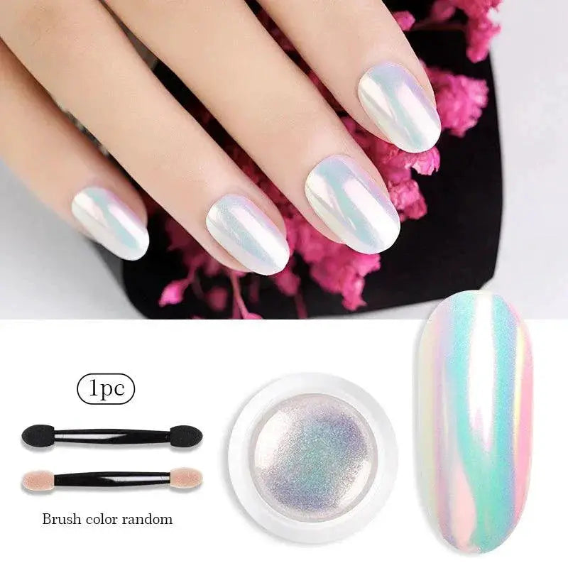 Iridescent Pearl Shell Chrome Nail Glitter for Glam Nails
