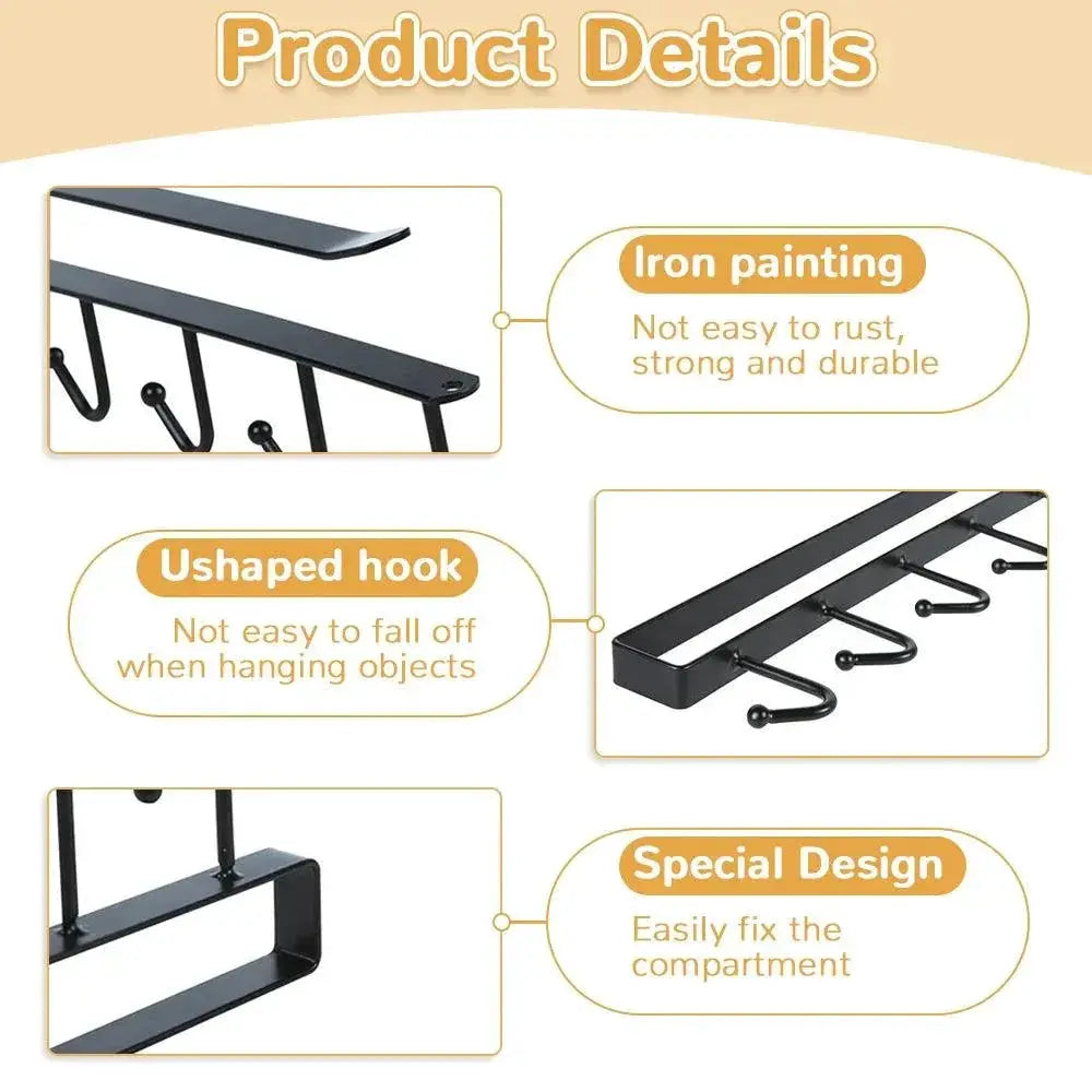 Iron Hanging Storage Hook Rack For Kitchen Wardrobe Cupboard